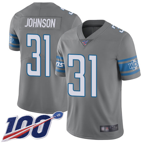 Detroit Lions Limited Steel Men Ty Johnson Jersey NFL Football #31 100th Season Rush Vapor Untouchable->detroit lions->NFL Jersey